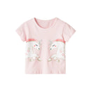 Half-Sleeves Cartoon Print Summer Casual Tops For Girls childrensterritory