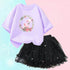 Kids Girls Flamingo T-Shirt & Mesh Skirt Pretty Outfits childrensterritory