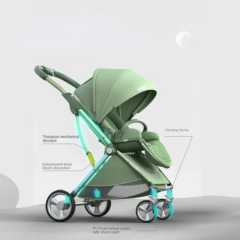 Two-way Foldable, Lightweight, and Detachable Twin Baby Stroller