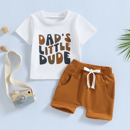 Baby Boy Letter Print T-Shirts and Solid Shorts Summer Set childrensterritory