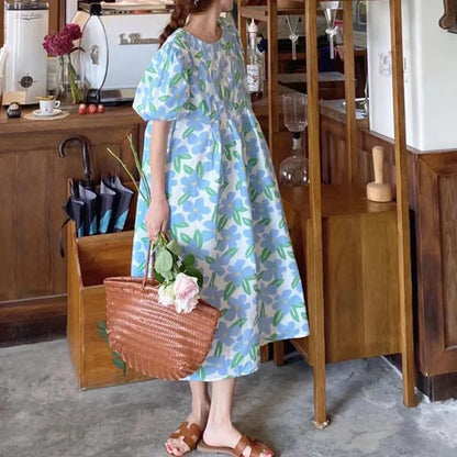 Floral Pattern Casual Style Girls Dresses for Summer