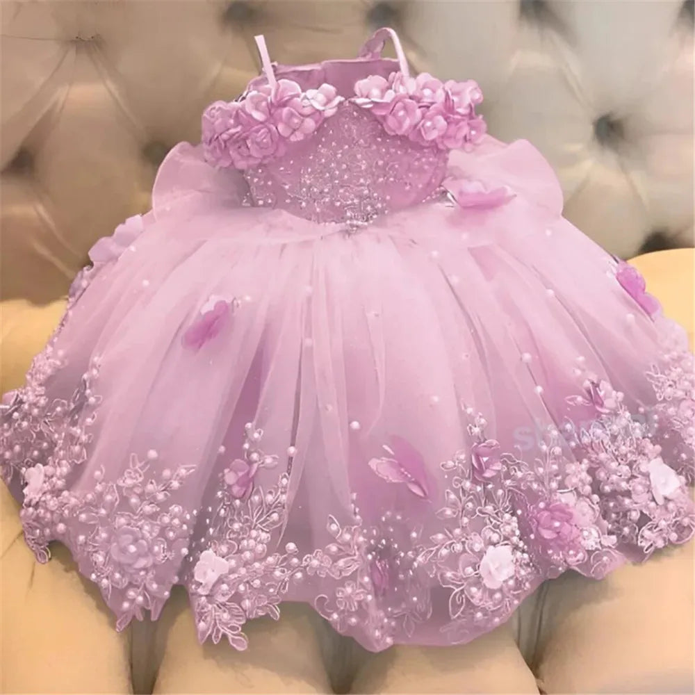 Girls' Sleeveless Flower Lace Design Party Dresses childrensterritory