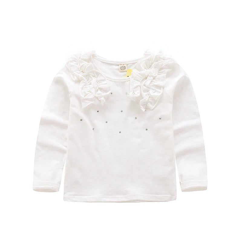 Girls' Long-Sleeved Flower Design Summer T-Shirts childrensterritory