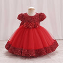 Baby Girl Sequin Lace Designed Fluffy Baptism, Birthday Dress