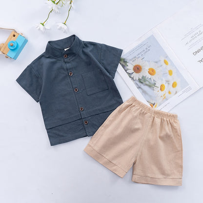 Baby/Kids Boys Casual Button Up Shirt And Shorts Clothing Set childrensterritory