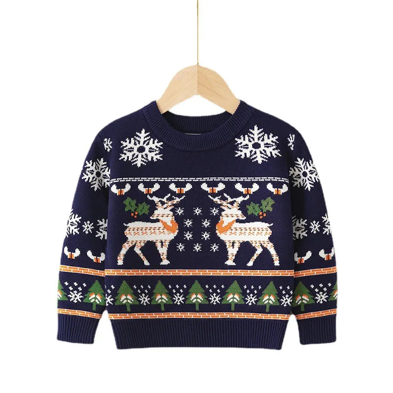 Soft Wool Cartoon Design Christmas Knit Sweatshirts for Kids childrensterritory