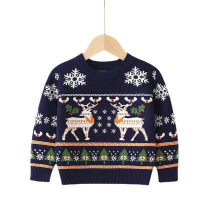 Soft Wool Cartoon Design Christmas Knit Sweatshirts for Kids childrensterritory