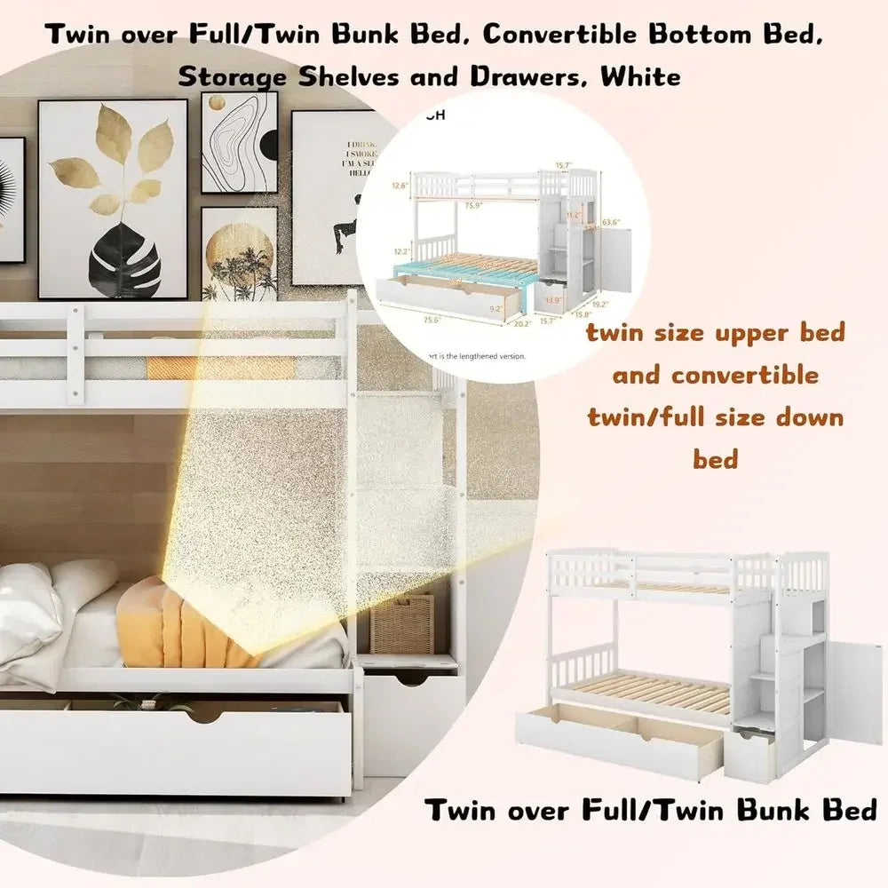 Twin over Twin Bunk Bed for Kids&