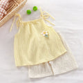 Kids Girls' Outfit Sets with Floral Embellished Halter Tops and Shorts childrensterritory