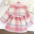 Girls' Long-Sleeved Belt Design Winter Coat childrensterritory