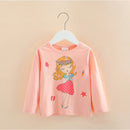 Long Sleeve Cartoon Print Cotton Kids Girls Tops childrensterritory