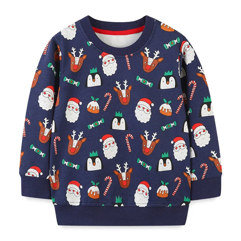 Kids Santa Claus Print Christmas Sweatshirts
