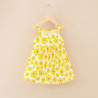 Floral Print Kids Girls Sleeveless Camisole Leisure Dresses childrensterritory