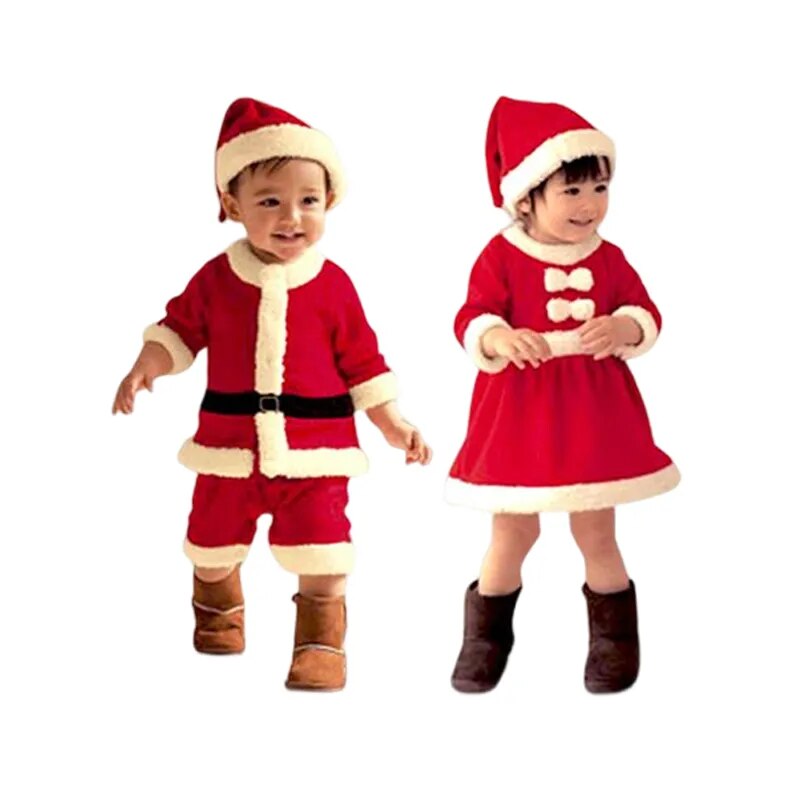 Kids Red Santa Claus Party Dress Set for Christmas childrensterritory