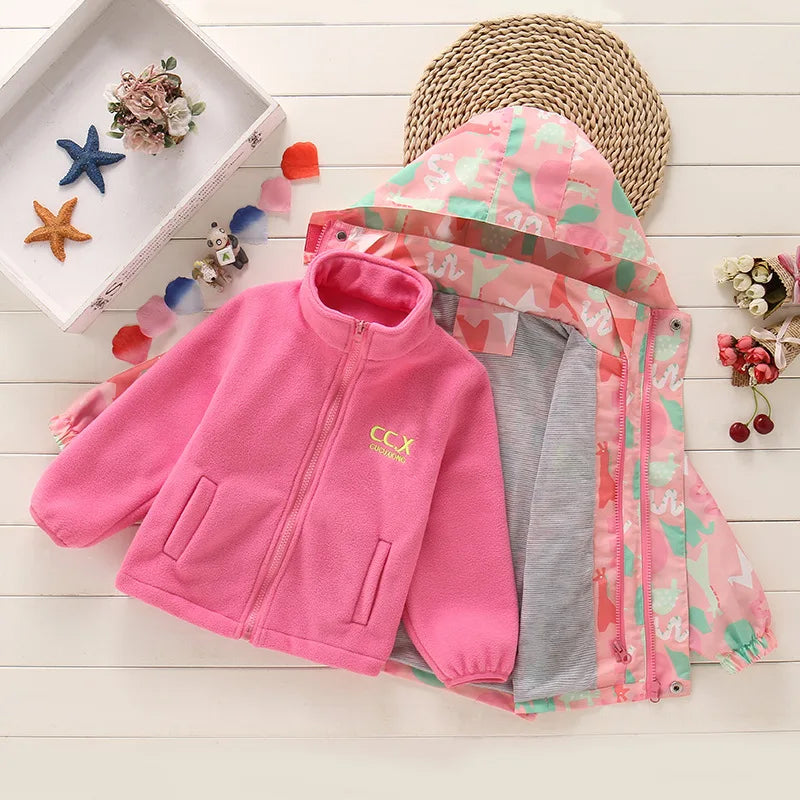 Girls’ Full-Sleeve Printed Hooded Jackets childrensterritory