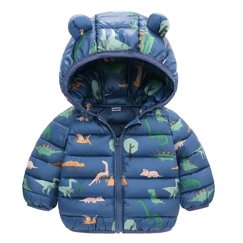 1-5Yrs Kids Boys Girls Dinosaur Print Hooded Jackets childrensterritory