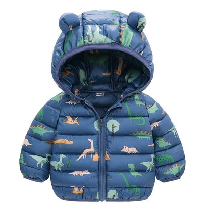 1-5Yrs Kids Boys Girls Dinosaur Print Hooded Jackets childrensterritory