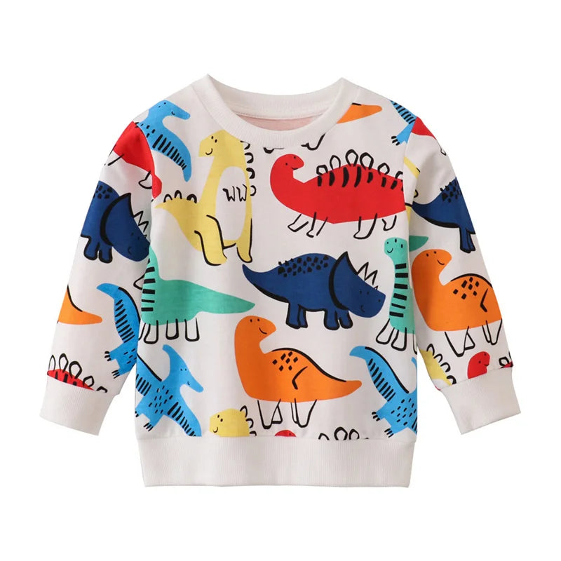 Cartoon Animal Print Long Sleeve Kids Boys Sweatshirts