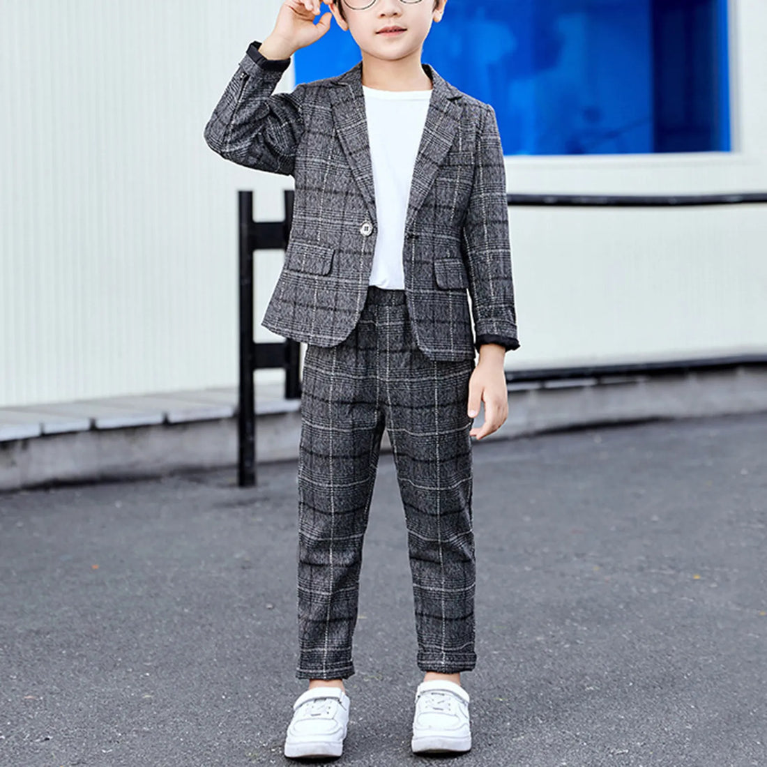 Kids Classic Checkered Formal Wedding Suits childrensterritory