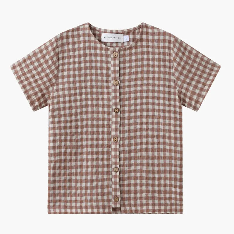 Kids Boys Girls Plaid Matching Summer Clothing Sets childrensterritory