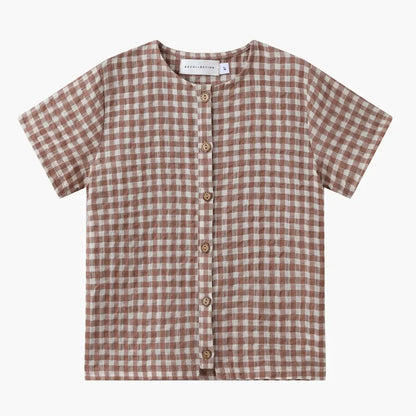Kids Boys Girls Plaid Matching Summer Clothing Sets childrensterritory