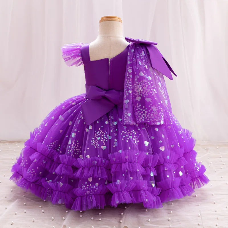 Baby Girl Elegant Bow Sequins Evening Party Dresses childrensterritory