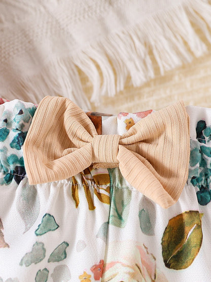 Baby Girl Bodysuit with Floral Shorts and Headband 3-Piece Outfit childrensterritory