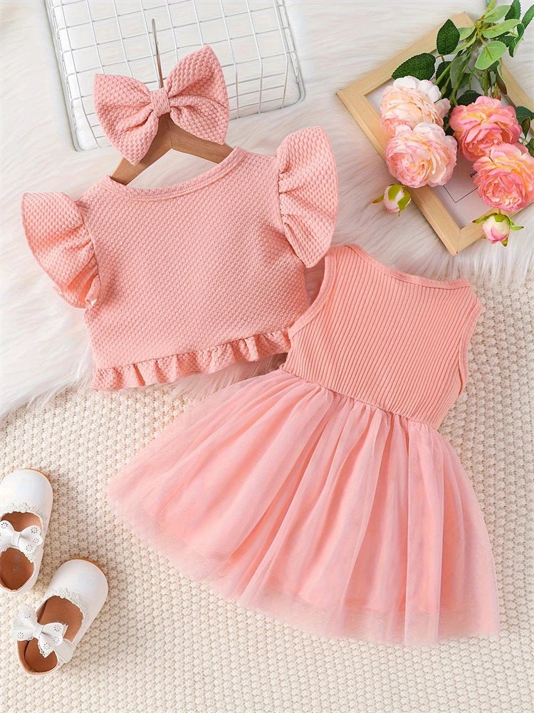 Sweet Lace Mesh Sleeveless Dress for Newborn Baby Girls childrensterritory