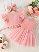 Sweet Lace Mesh Sleeveless Dress for Newborn Baby Girls childrensterritory