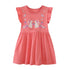 Little Girls Cartoon Flowers Rabbits Embroidered Dresses childrensterritory
