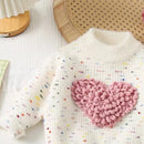 Girls Winter Colored Thread Love Design Knitted Sweater childrensterritory