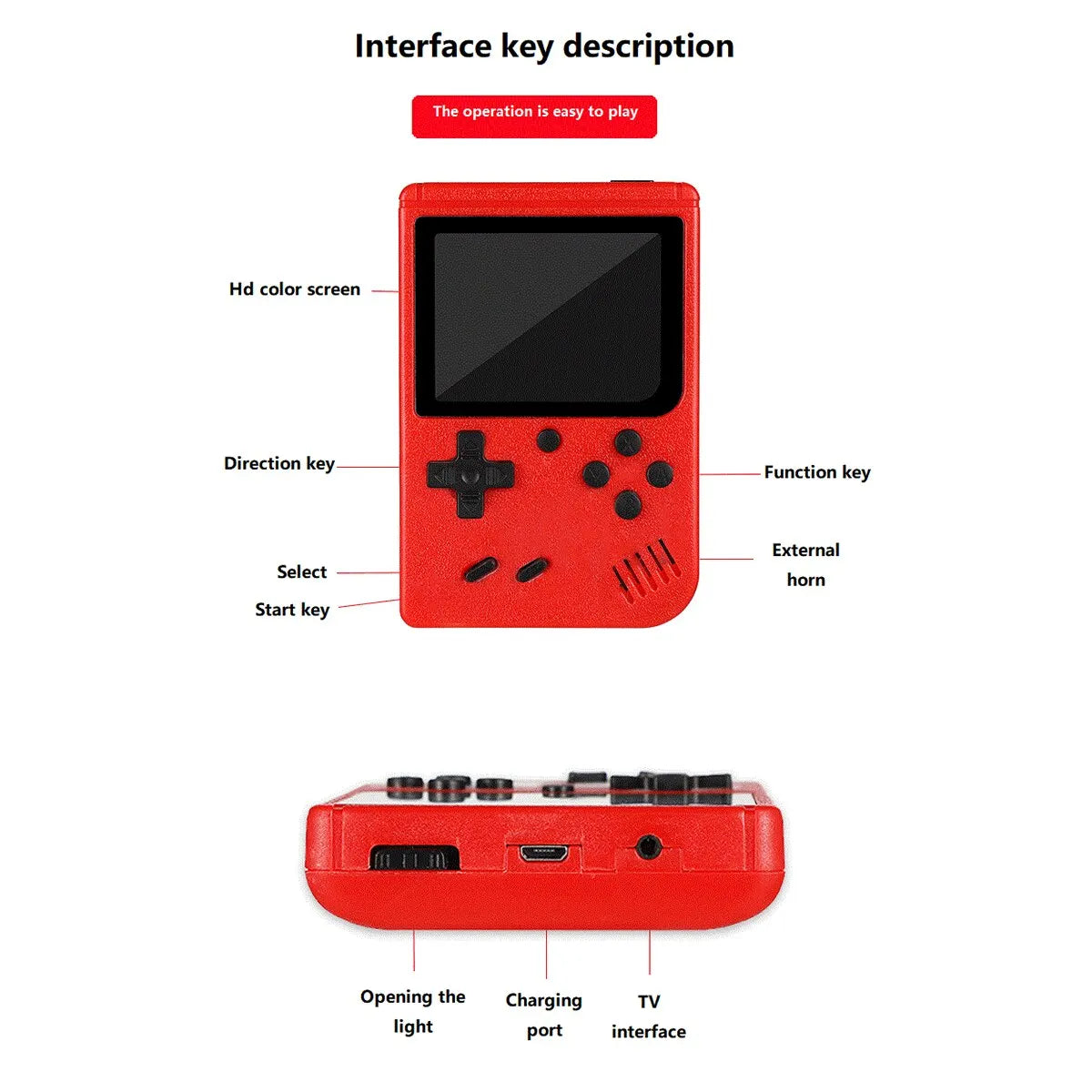 Retro Style Handheld Small Video Game Console for Children