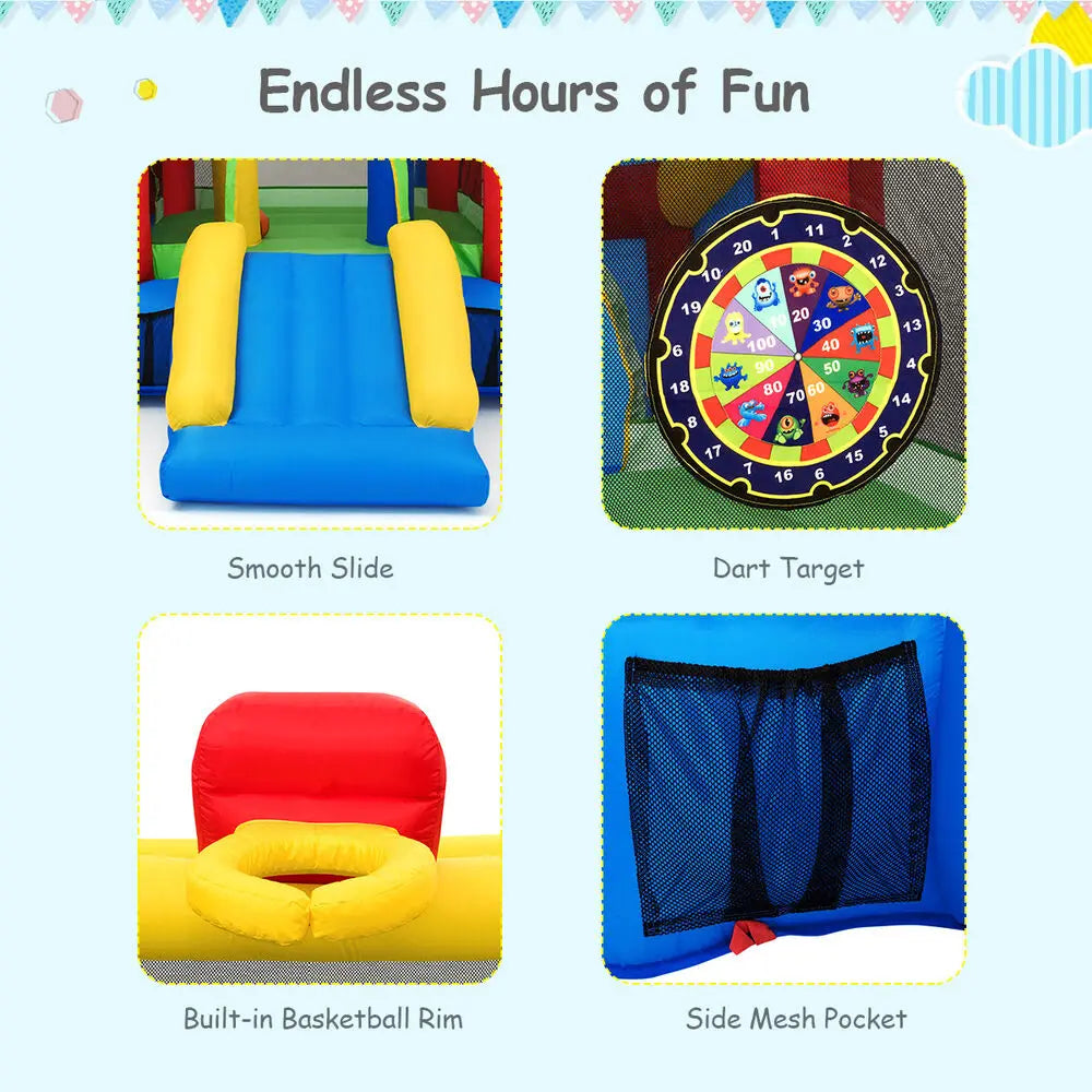 Kids Inflatable Slide Jumping Castle with 550W Blower childrensterritory