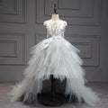 Chic Crystal Swan Pageant Dress for Girls with Trailing childrensterritory