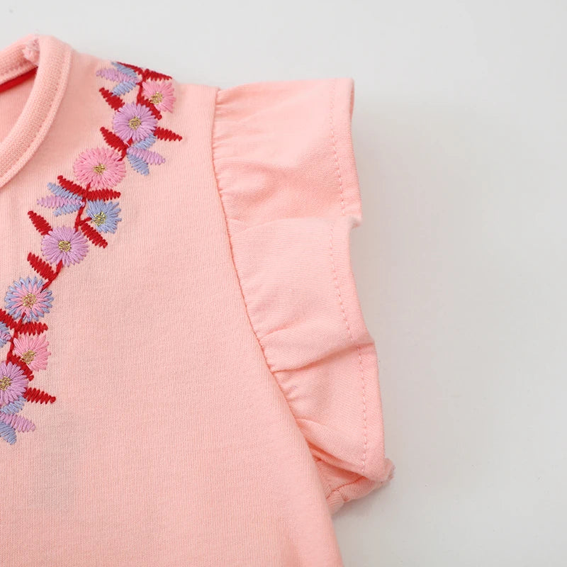 Kids Girls Flowers Embroidered Summer Cotton Dress