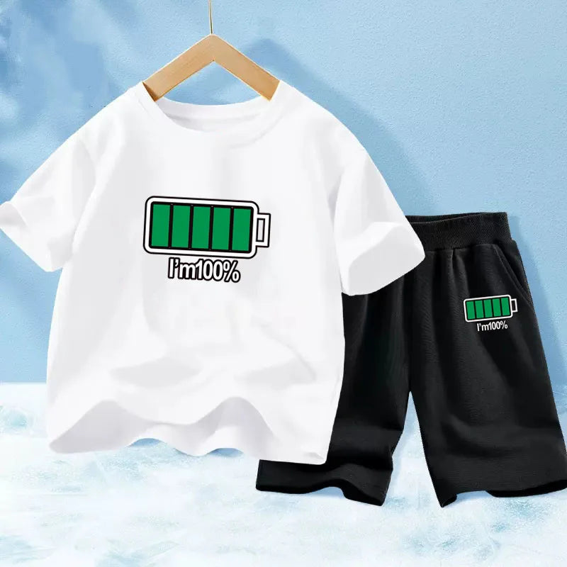 Kids Boy Funny Shark Print T-Shirts and Half Pants Set childrensterritory