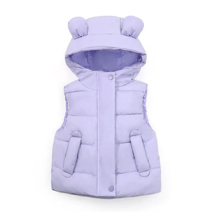 Kids Cotton Padded Hooded Sleeveless Waistcoats childrensterritory