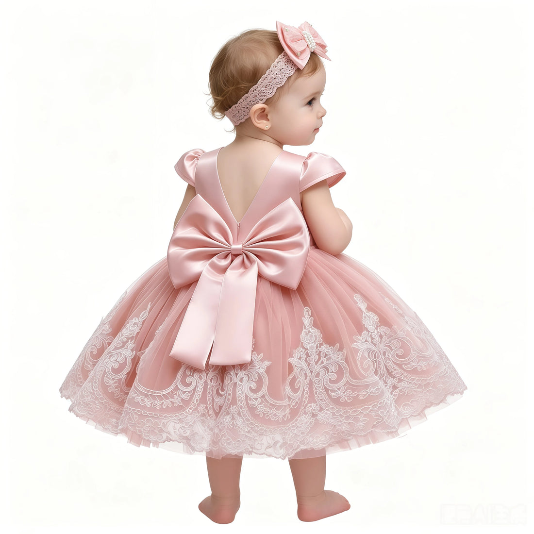 Girls Embroidery Bow Design Princess Dresses
