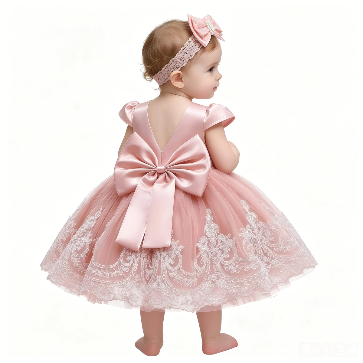 Girls Embroidery Bow Design Princess Dresses