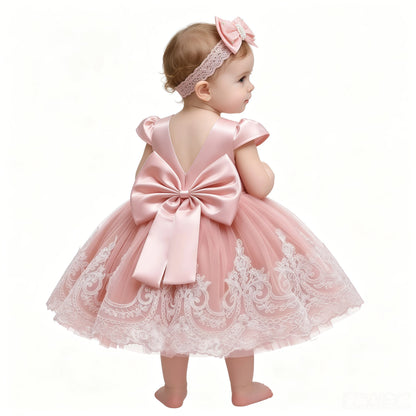 Girls Embroidery Bow Design Princess Dresses