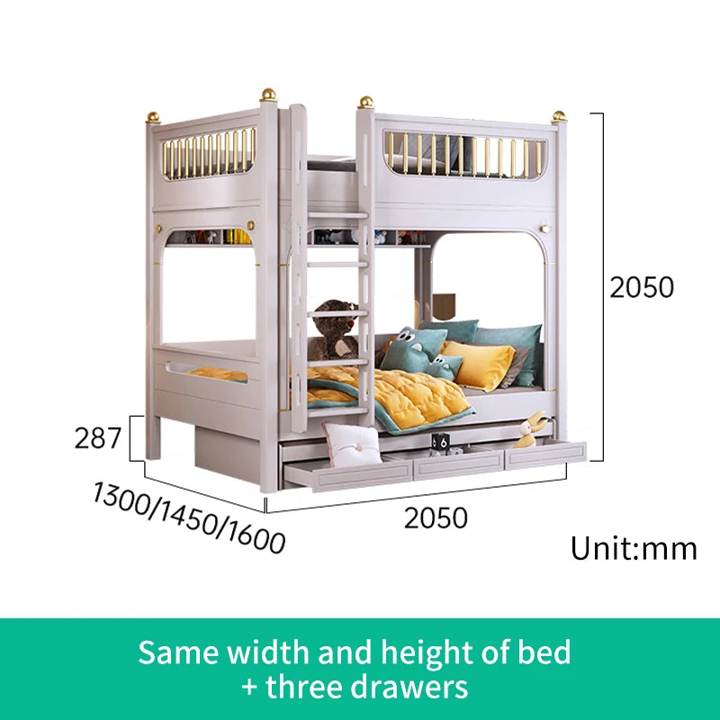 Multifunctional Kids Bunk Bed with Safety Fence and Storage childrensterritory