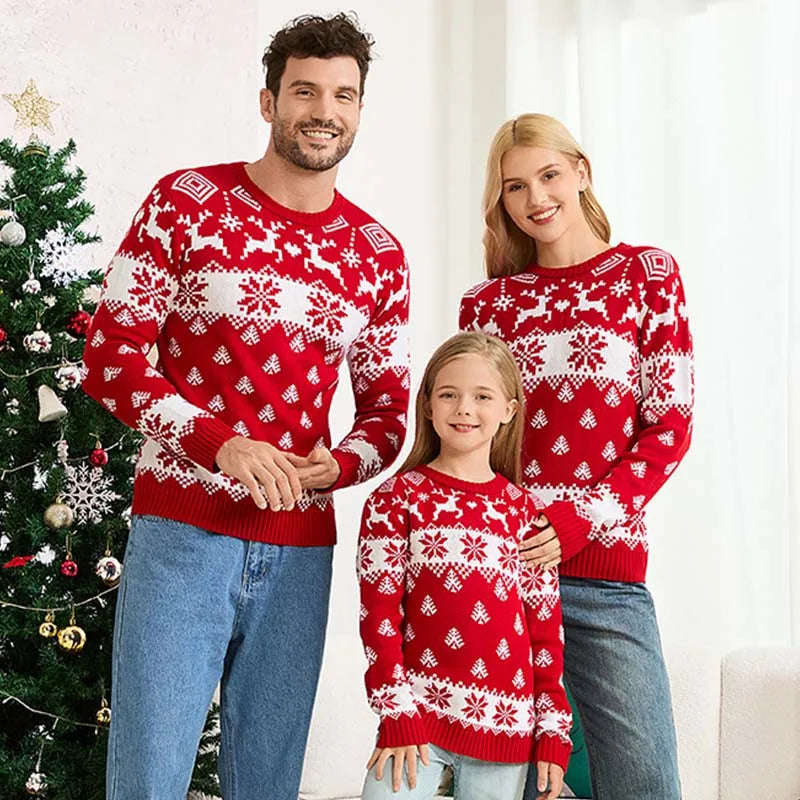 Cartoon-Design Long-Sleeve Family Matching Winter Sweater