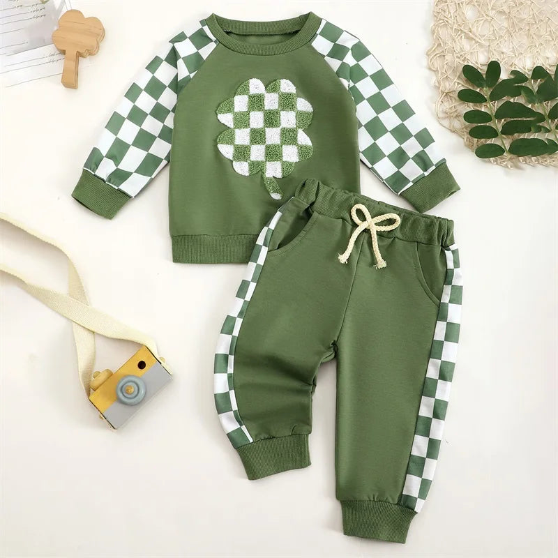 Baby's St Patrick's Day Outfit in Green Shamrock Print