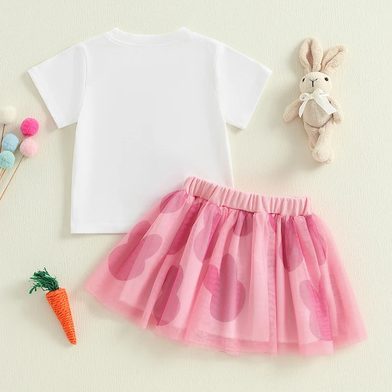 Rainbow Embroidery T-Shirt with Tulle Skirt Set for Little Girls childrensterritory
