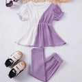 2pcs Color Blocking Top and Pants Girl's Clothing Set childrensterritory