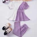 2pcs Color Blocking Top and Pants Girl's Clothing Set childrensterritory