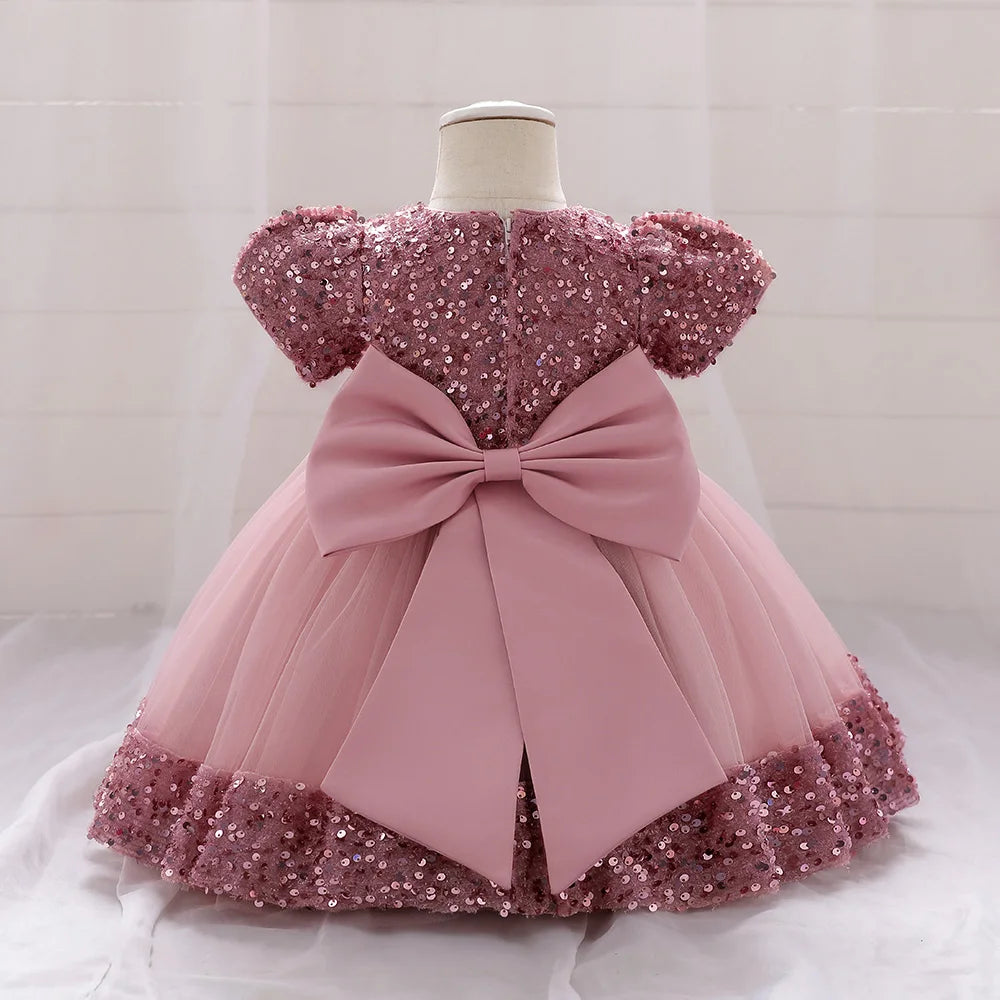 Baby Girl Sequin Lace Designed Fluffy Baptism, Birthday Dress