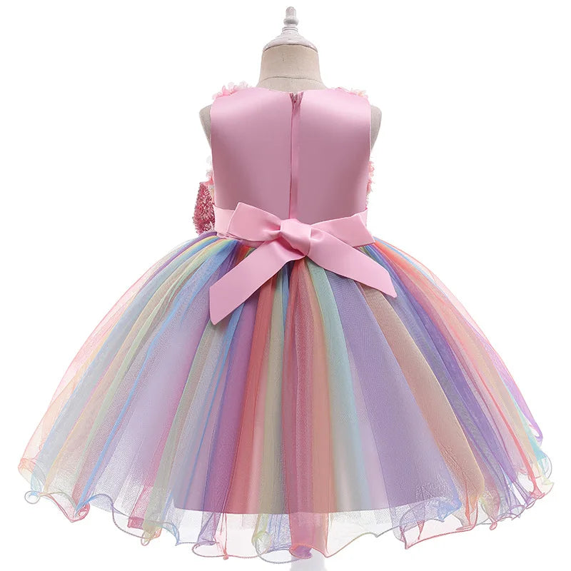 Baby/Kids Girls Colorful Flower Sequin Design Tutu Party Dresses