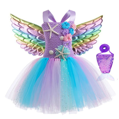 Girls Mermaid Style Tutu Princess Birthday/Halloween Party Dresses childrensterritory