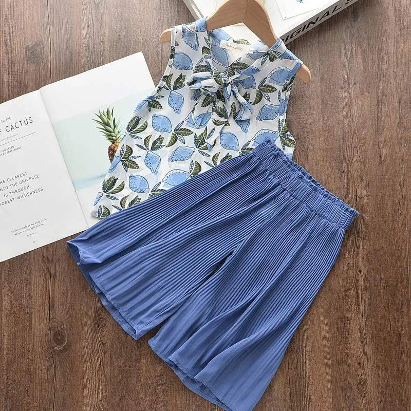 Kids Girls Summer Tops with Long Pants Clothing Sets